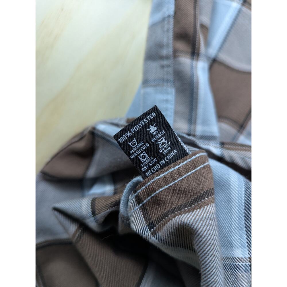 Dixxon Men's Large T Street Plaid Flannel Long Sleeve Snap Shirt Brown Blue - Picture 10 of 10